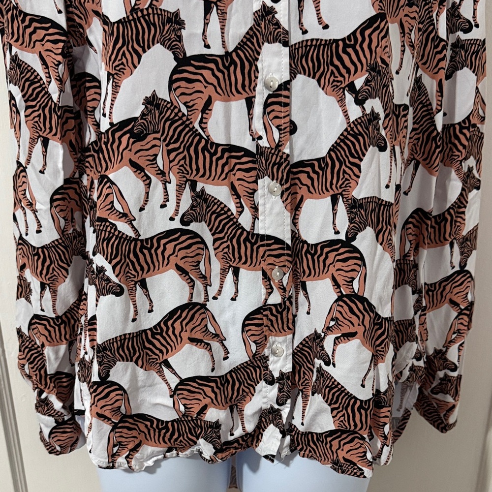 *Last Chance* Jane and Delancey Zebra Print Button Down Shirt - Picture 3 of 15